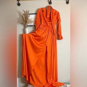 Elegant Orange Maxi Dress